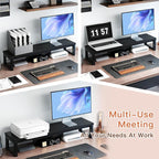 HEWORLIF Dual Monitor Stand Riser, Wood and Steel Monitor Stand - Image 3
