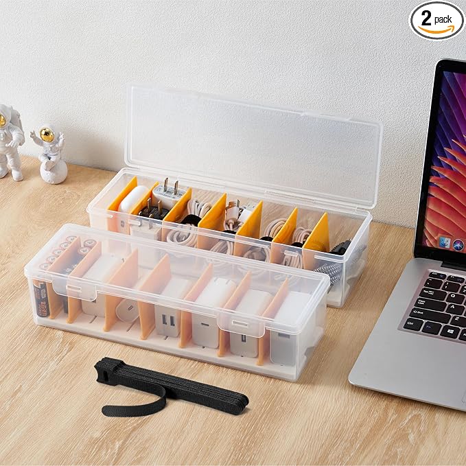 Fzooua 2 Pack Cable Organizer Storage Box by Fzooua