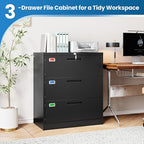 PEUKC 3 Drawer File Cabinet, Lateral Filing Cabinets - Image 7