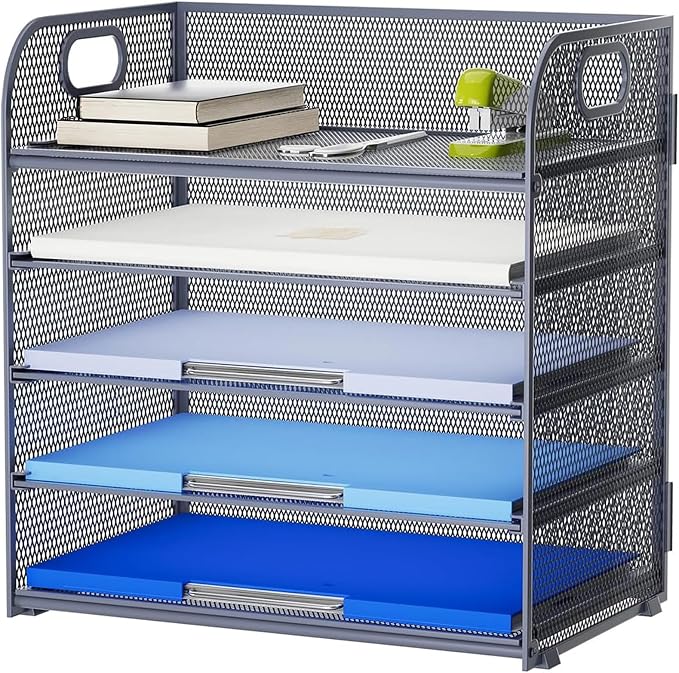 Marbrasse Paper Organizer Letter Tray, 5 Tier Mesh File Organizer by Marbrasse
