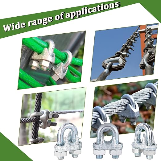 100PCS 3/8" M10 Zinc-Plated Wire Rope Clamps – Heavy Duty U-Bolt Cable Clips - Image 9