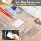 Marspark 300 Pieces Clear Plastic Horizontal Name Badge ID Card Holders - Image 6