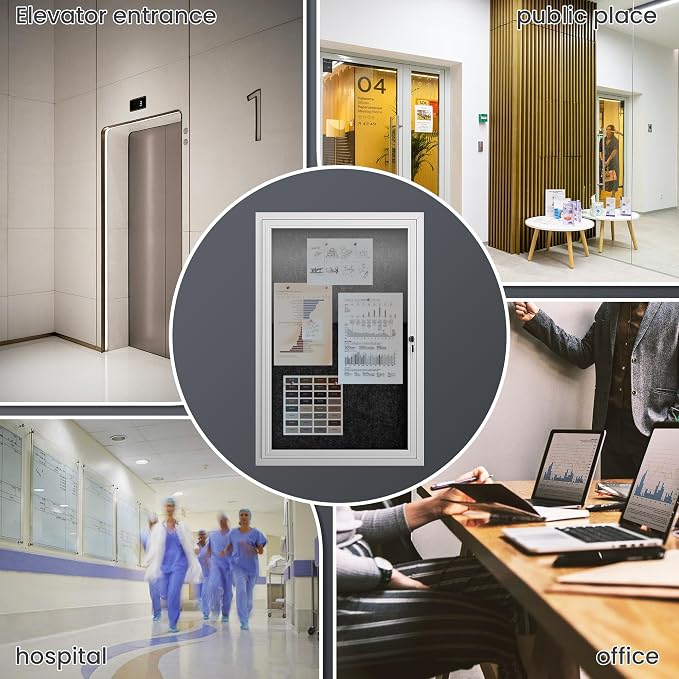 36"x24" Lockable Enclosed Bulletin Board, Outdoor Flet Weather-Resistant - Image 8