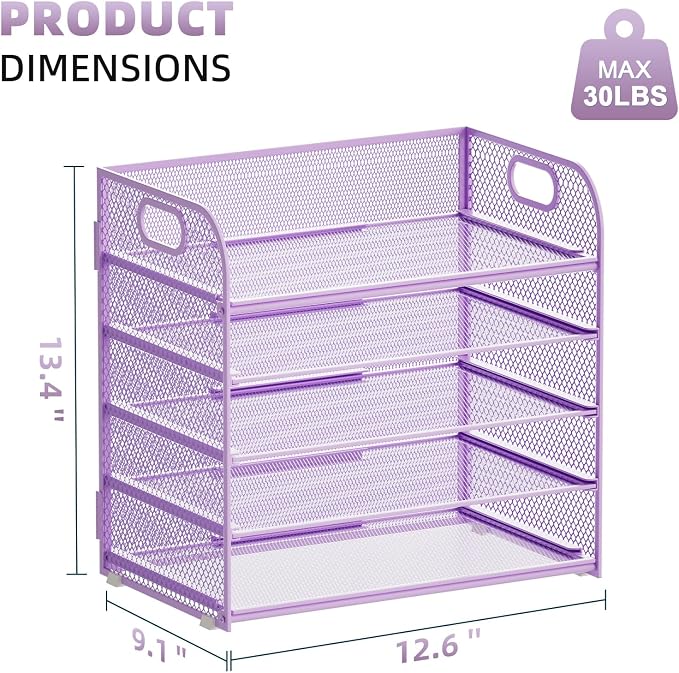 Marbrasse Paper Organizer Letter Tray, 5 Tier Mesh File Organizer - Image 3
