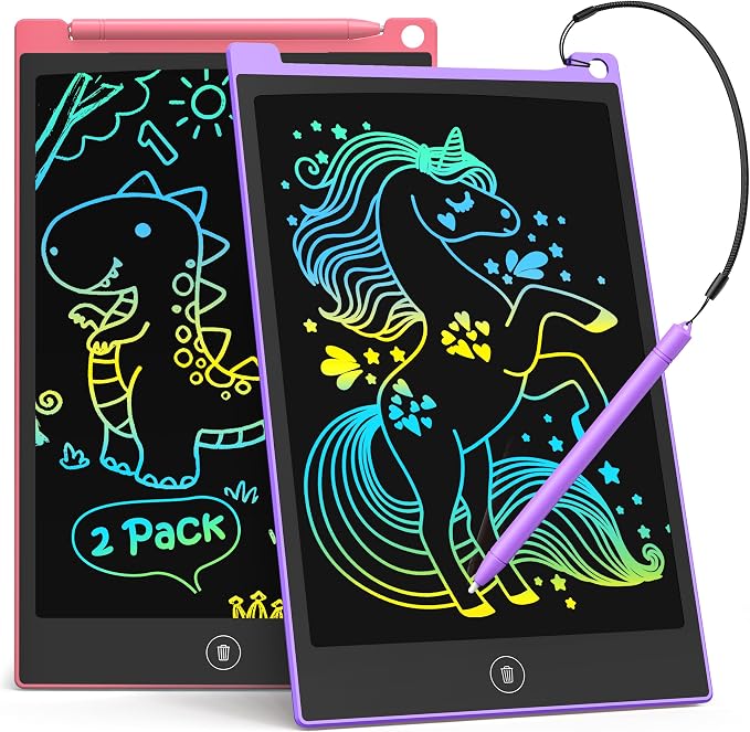 TECJOE 2 Pack 10 Inch LCD Writing Tablet, Colorful Doodle Board Electronic by TECJOE
