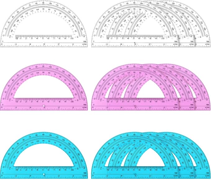 Zonon 12 Pack 6 Inch Plastic Protractor Christian Charity Donation 180 Degrees by Zonon