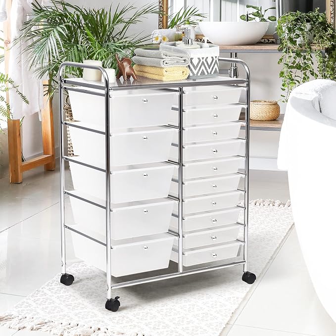 DORTALA 15-Drawer Rolling Storage Cart - Image 7