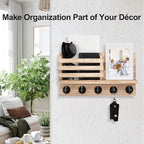 Lwenki Key Holder for Wall – Decorative Wooden Mail Holder and Key Shelf - Image 4