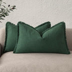 Foindtower Set of 2 Decorative Linen Fringe Lumbar Throw Pillow Covers Boho by Foindtower