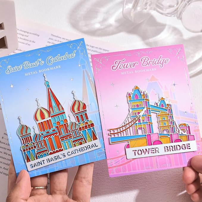 2 Pieces Metal Bookmarks with Transparent Design, Cute Book Marks - Image 4