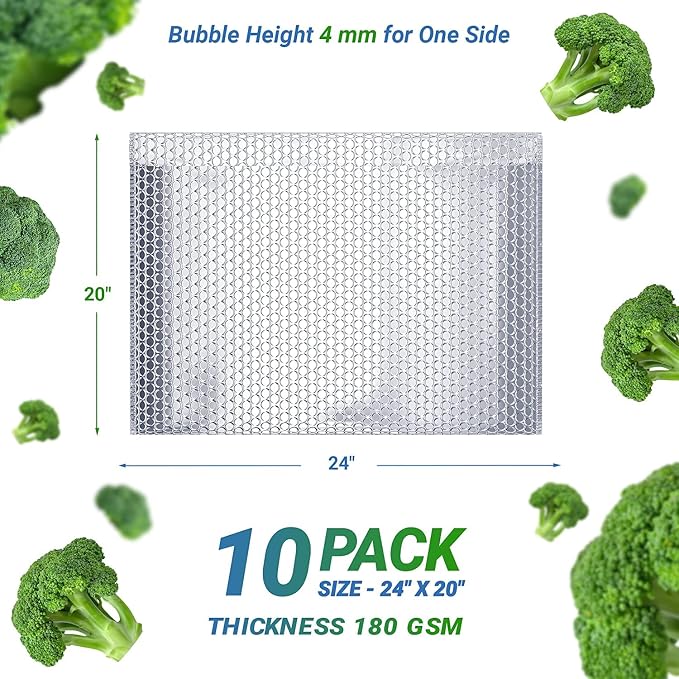 Amiff Silver Thermal Bubble Mailer, ‎24 x 20 Inches. 10 Pack Metallic Bubble - Image 2