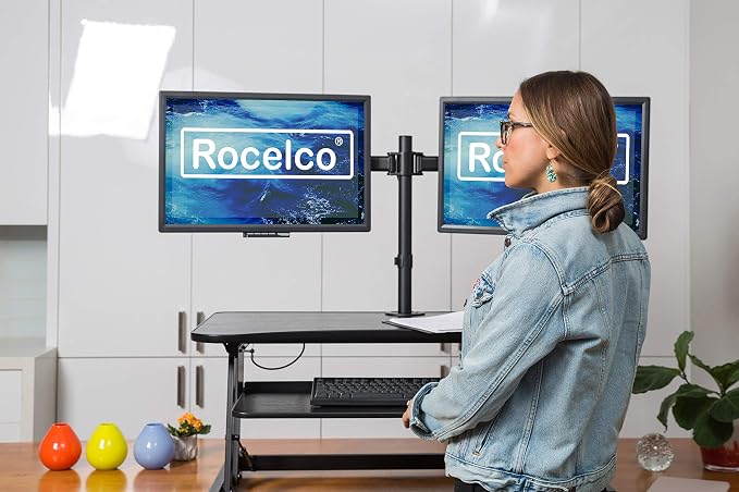 Rocelco 40" Large Height Adjustable Standing Desk Converter - Image 2