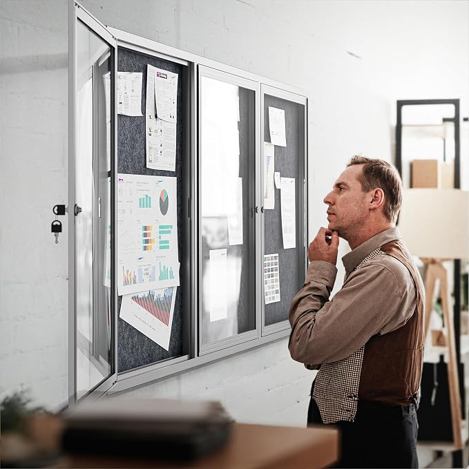 72"x36" Lockable Enclosed Bulletin Board, Outdoor Flet Weather-Resistant - Image 2