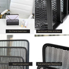 BLU MONACO Black Metal Mesh Letter Sorter | 3-Slot Mail Organizer - Image 2