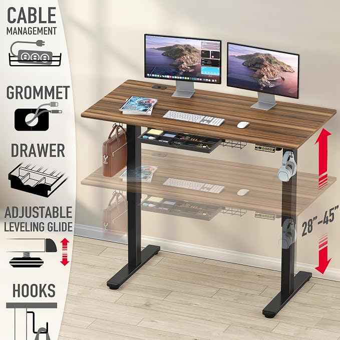 SHW 55 x 28 Inches Electric Height Adjustable Standing Desk - Image 4