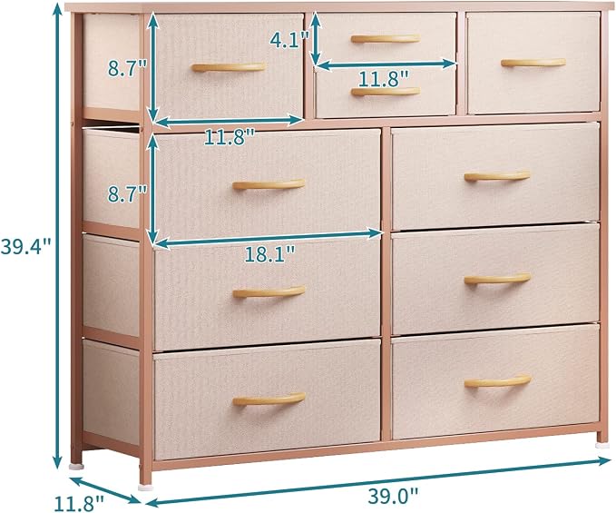 LUMTOK 10-Drawer Dresser, Fabric Storage Dressers Drawers - Image 3