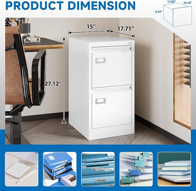 BYNSOE 2 Drawer File Cabinet - Image 4