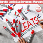 Fuutreo 32 Pcs Jumbo Permanent Markers Bulk Large Chisel Tip Permanent Markers - Image 7
