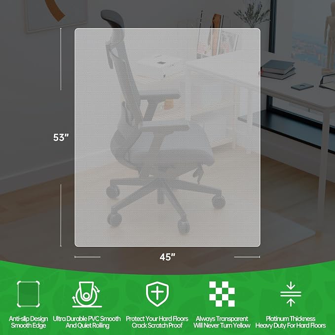 100pointONE Office Chair Mat for Hardwood Floors, Easy Glide Computer Chair Mat - Image 7