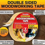 Trazon Double Sided Woodworking Tape Super Strong, 3 Pack, 1 Inch x 120 Feet - Image 2
