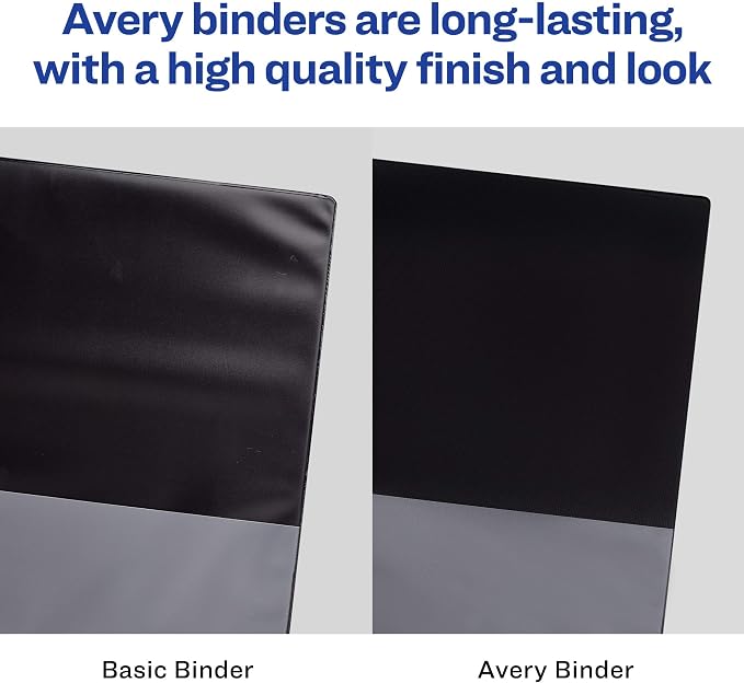 Avery Economy View 3 Ring Binders, 4 Black Binders - Image 4