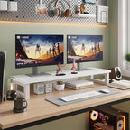 WESTREE Dual Monitor Stand Riser, Wood and Steel Monitor Stand Riser, Computer - Image 5