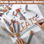 Fuutreo 10 Pack Jumbo Permanent Markers Bulk Large Chisel Tip Permanent Markers - Image 7