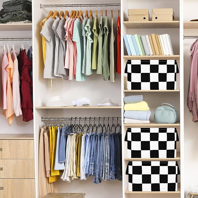 FUULOXE Storage Bin for Shelves Rectangle Closet Baskets Foldable Box - Image 7
