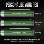 Scriveiner Personalized Luxury EDC Fountain Pen, Stunning Matt Green Pocket Pen - Image 2