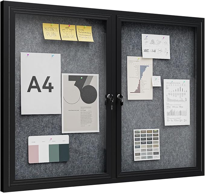 48"x36" Lockable Enclosed Bulletin Board, Outdoor Flet Weather-Resistant by Unknown