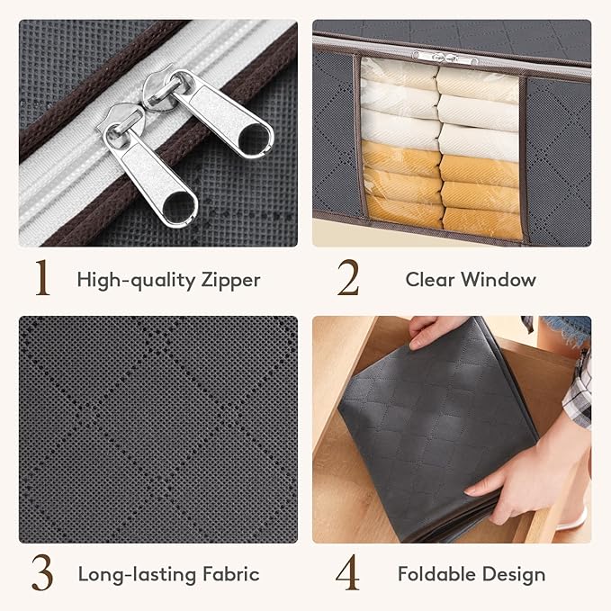 Lifewit 4 Pack Clothes Storage Bag, Foldable Storage Bin Closet Organizer - Image 5