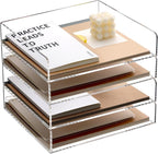 SANRUI Acrylic Stackable Letter Tray Clear Desk Paper Organizer 4-Tier Desk - Image 9