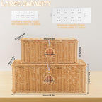 IHKFILAN 2 Pcs Handmade Cable Management Boxes Rattan Cable Organizer Large & - Image 4