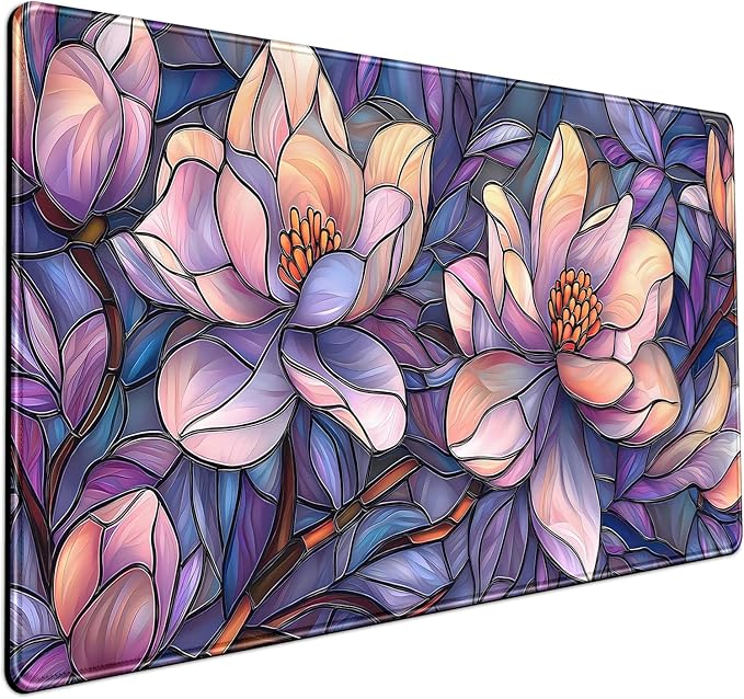 Floral Desk Mat Gaming Large Mouse Pad Desk Keyboard Pad, Long Computer Mat by Mechanical+Cattle