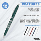 DISCOUNT PROMOS Custom Langham Ballpoint Pens Set of 10, Personalized Bulk Pack - Image 2