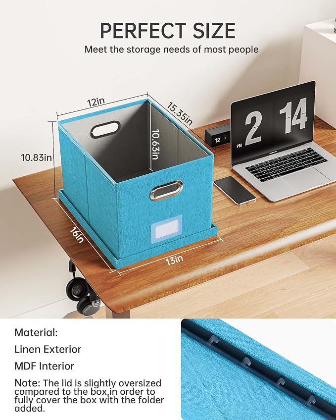 Oterri File Organizer with Lid, File Box, File Cabinet - Image 3
