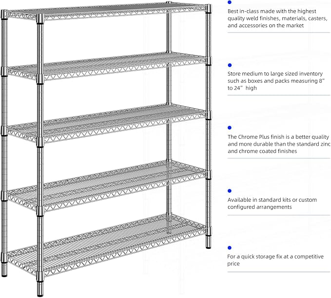 M MZG 2200 Lbs 5 Tier Storage Rack Metal Wire Shelving Unit, Storage Standing - Image 7