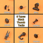 418 Pcs Push Pins Set, 8 Types Black Thumb Tacks - Image 3