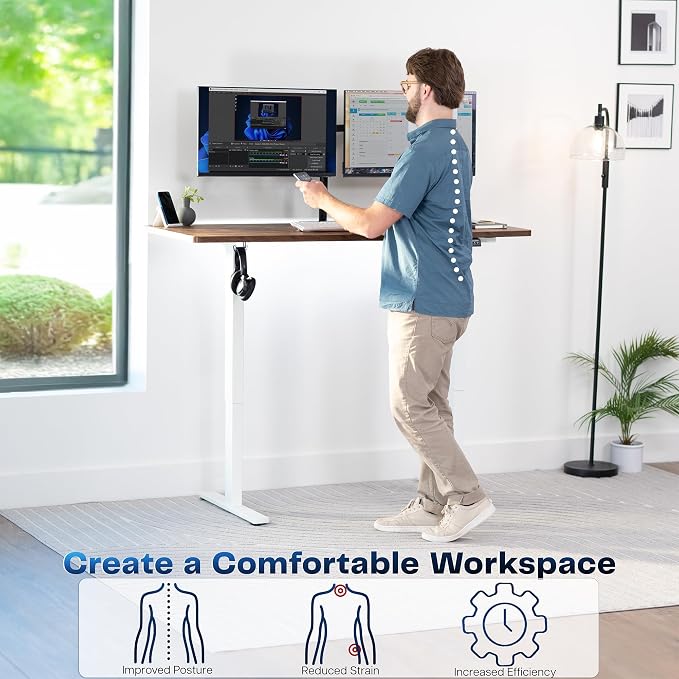 VIVO Electric 60 x 24 in Rustic Standing Desk, Memory Height Adjustment - Image 4