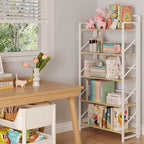JSB Folding Bookshelf, Industrial Storage Shelves, No Assembly Vintage Wood - Image 2