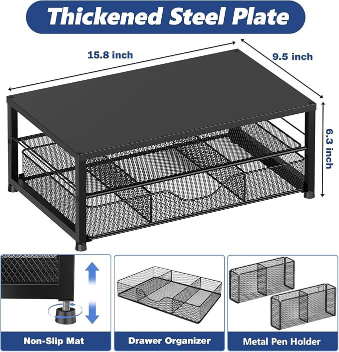 OPNICE Desk Organizer and Accessories, 2-Tier Computer Monitor Stand Riser - Image 7