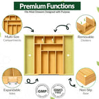 DAVIDOK Expandable Bamboo Drawer Organizer - Image 3