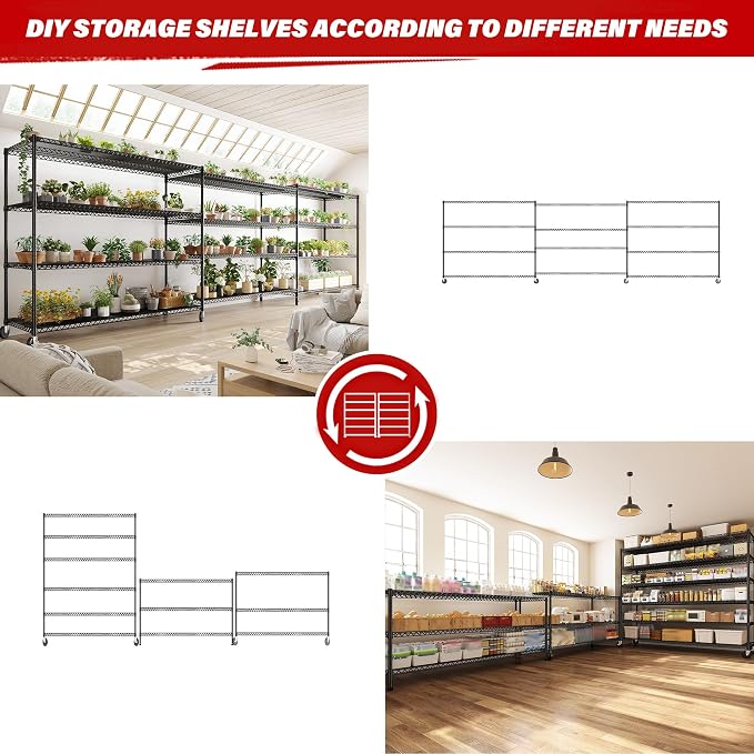 REIBII 82.6" H*60''W*17.7" D Steel Heavy Duty Wire Shelving - Image 8