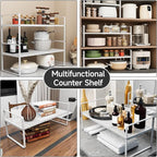 jkxoo 2Pack Expandable Cabinet Shelf Organizers, Stackable Metal Shelves - Image 6