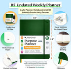 Roterunner Purpose Planner Notebook B5 7.5”x9.8” Undated 2026 Daily Weekly and - Image 2
