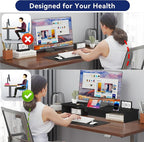 Dual Monitor Stand Riser with Phone Tablet Holder, 35.8in Large Monitor Stand - Image 5
