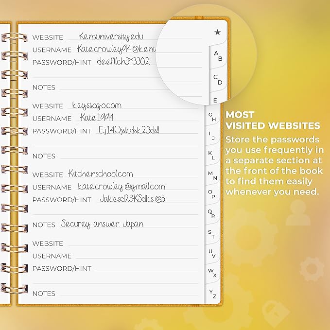 Clever Fox Password Book Spiral – Internet Address & Password Organizer - Image 4