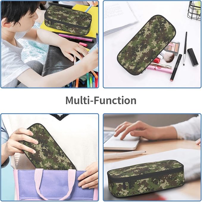 YIJIUWKIS Camo Pencil Case for Kids Boys Girls, Big Capacity Green Pencil Pouch - Image 5