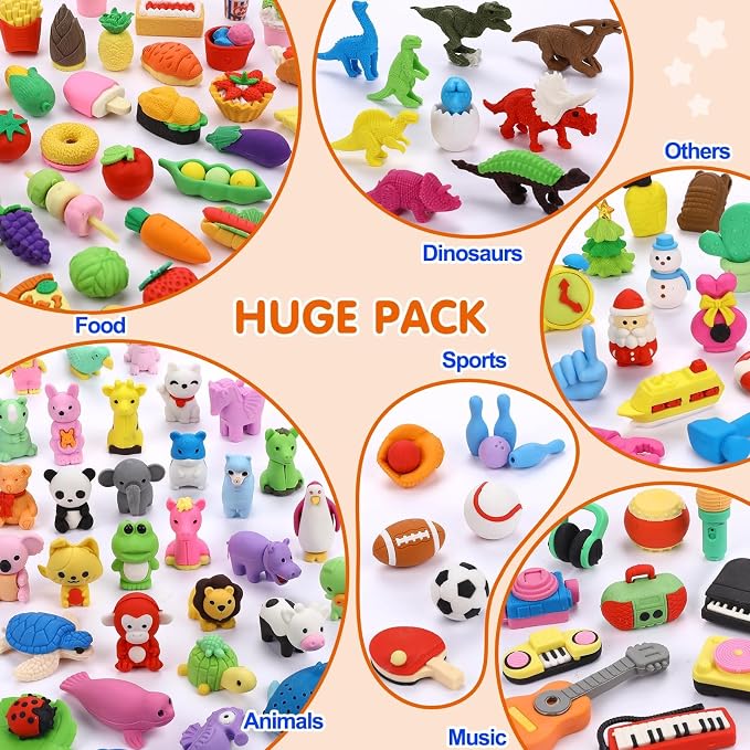 150 Pack Animal Erasers for Kids Bulk Pull Apart 3D Puzzle Erasers Treasure Box - Image 5