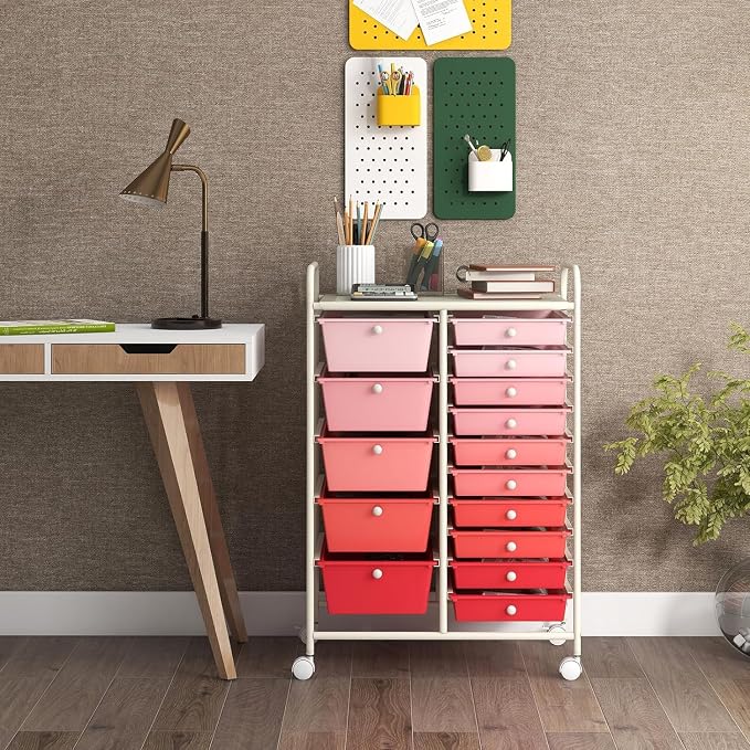 LDAILY 15 Drawer Rolling Storage Cart, Rolling Cart - Image 7